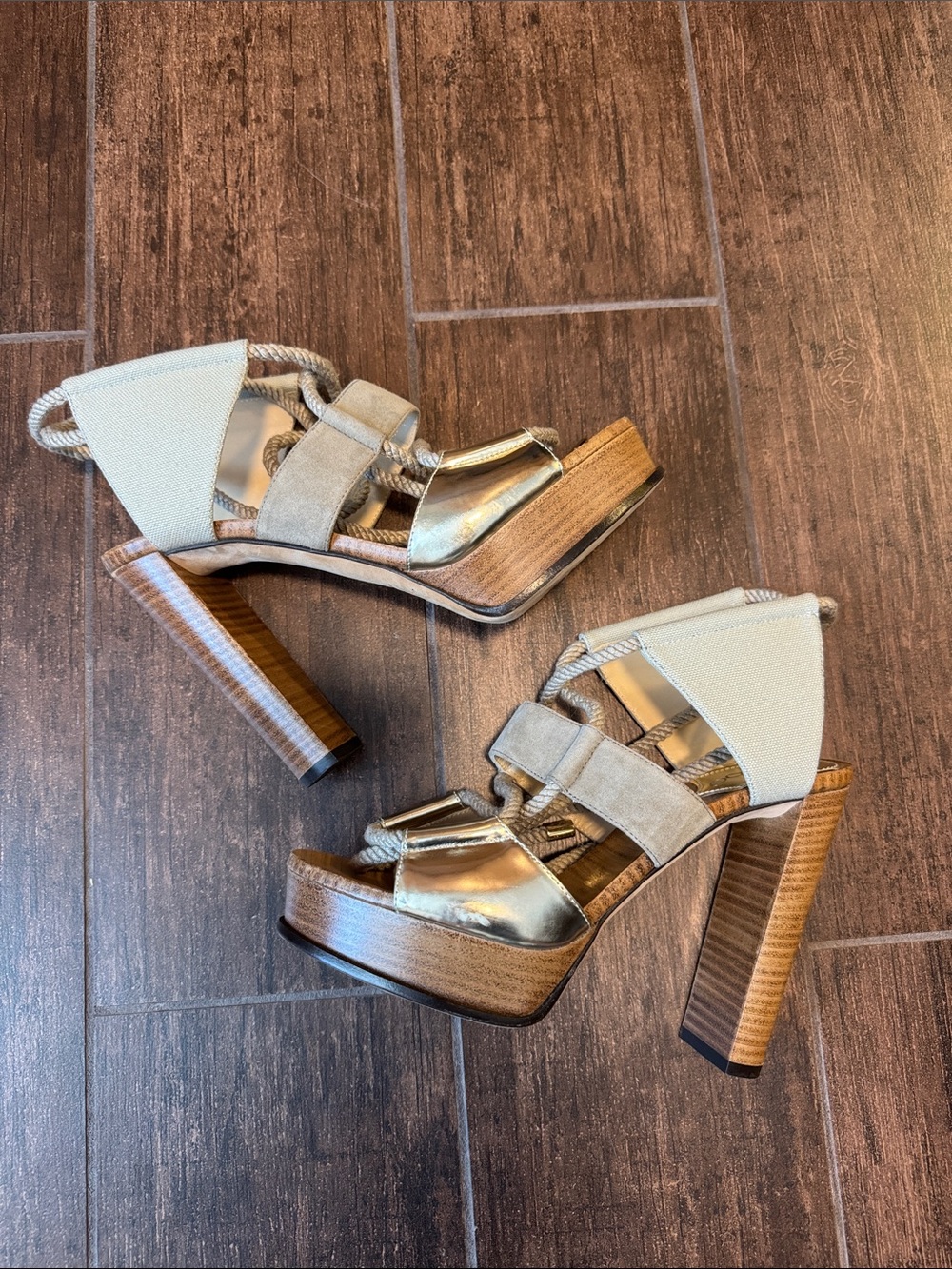 Jimmy Choo Vintage Halley Mixed Media Platform Sandal